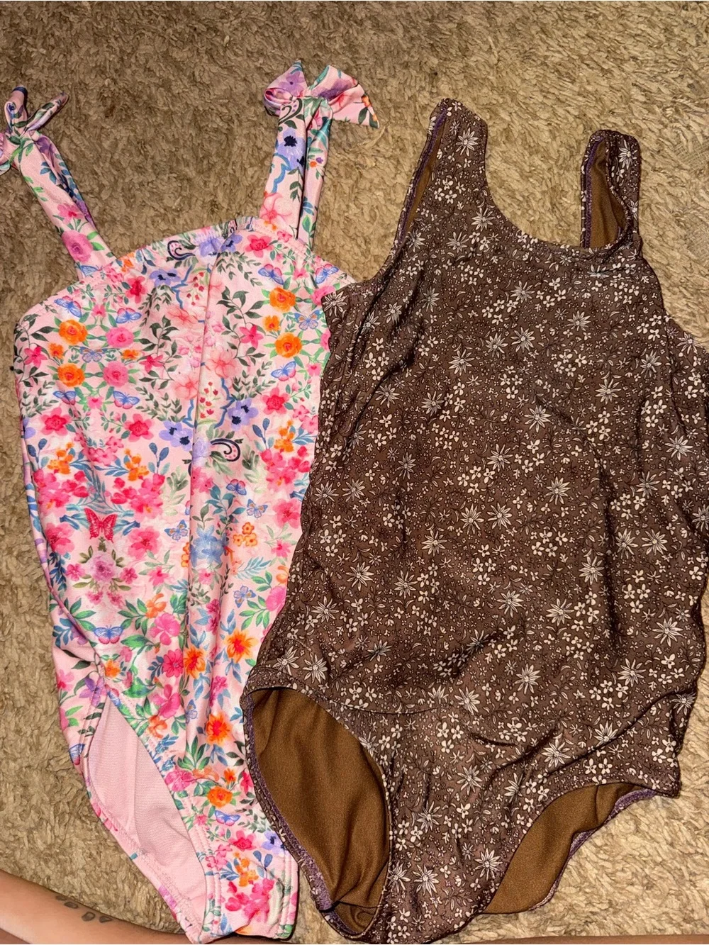 SHEIN Pink & Purple Girls' Rash Guard Dresses and One Pieces